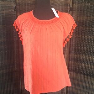 Sanctuary Bright Orange Textured Blouse